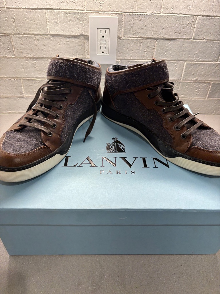 Lanvin Brown And Gray Men’s High-Top Sneakers